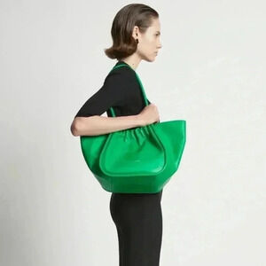 PROENZA SCHOULER Large Ruched Tote Bottle Green Top Handle Hand Bag Purse